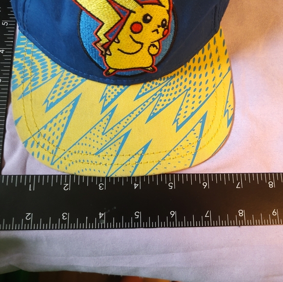 Pokemon Pikachu YOUTH size Baseball Hat Yellow Cap blue lightning Snapback - Picture 9 of 12